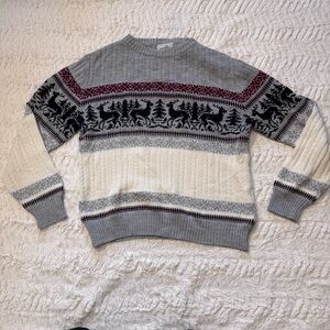 Vintage 80s Fair Isle Reindeer Sweater Medium Nordic Cottagecore Grandpa cozy